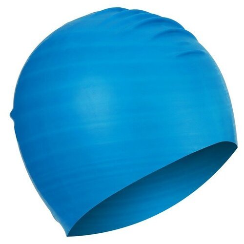 Шапочка для плавания взрослая, резиновая, обхват 54-60 см, цвет синий