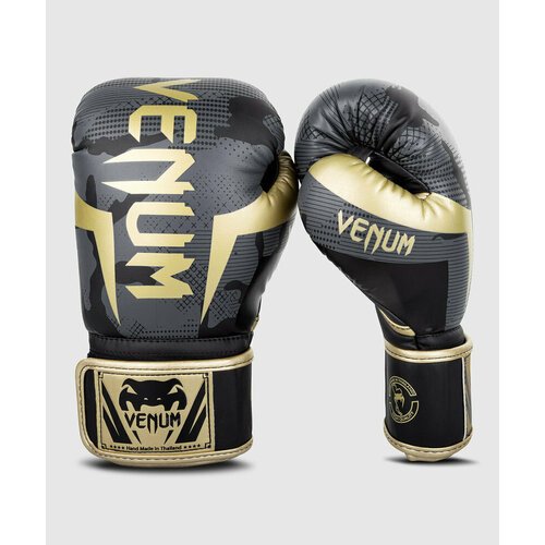 Боксерские перчатки Venum Elite черно-золотой камуфляж (Venum, 12 унций, Черно-золотой) 12 унций