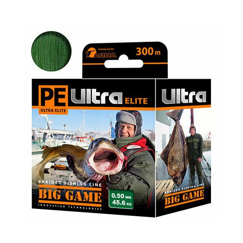 Плетеный шнур для рыбалки AQUA PE ULTRA ELITE BIG GAME Dark Green 0,50mm 300m