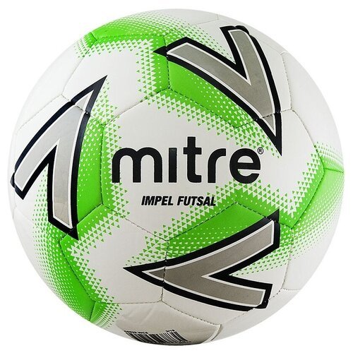 Мяч футзальный MITRE Futsal Impel арт.A0029WC5,р.4,30 пан,глян.ПВХ,руч.сш, бутиловая камера ,бел-зел-сер