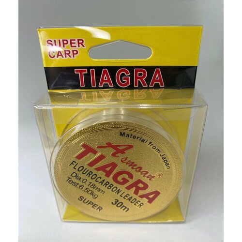 Леска для рыбалки с флюорокарбоновым покрытием Tiagra Fluorocarbon Leader SUPER 0.18 30м, 6,5кг