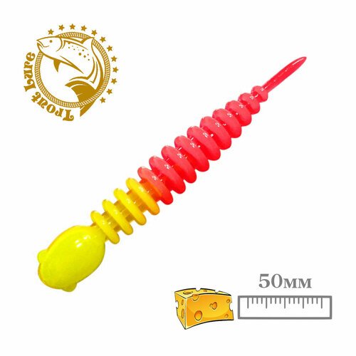 Силикон TROUT LURE (SANSAN) в банке, GOLOVASTIK 50, СЫР, COL. 27 (Lemon-Red), (12шт)