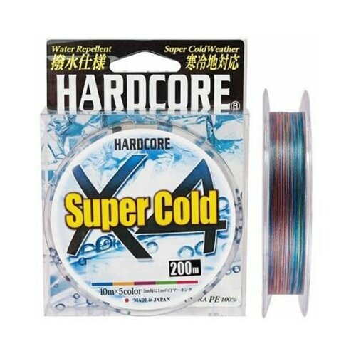 Шнур Duel HARDCORE SUPER COLD X-4 5Color 200м # 0.4 (0.11мм) 3.6кг H3963