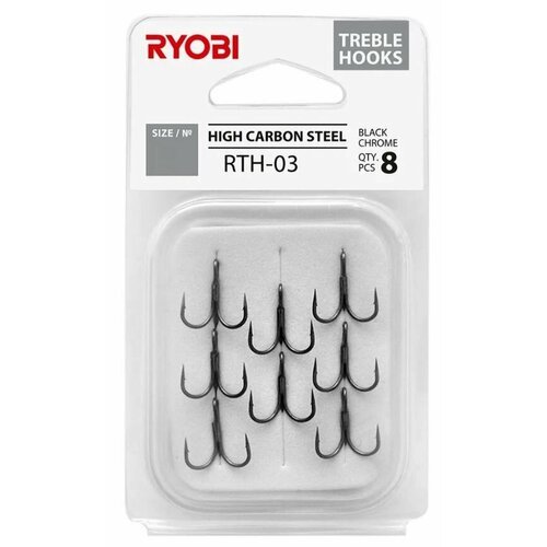 Крючок тройник рыболовный RYOBI RTH-03 №12 ( упк. по 8шт.)