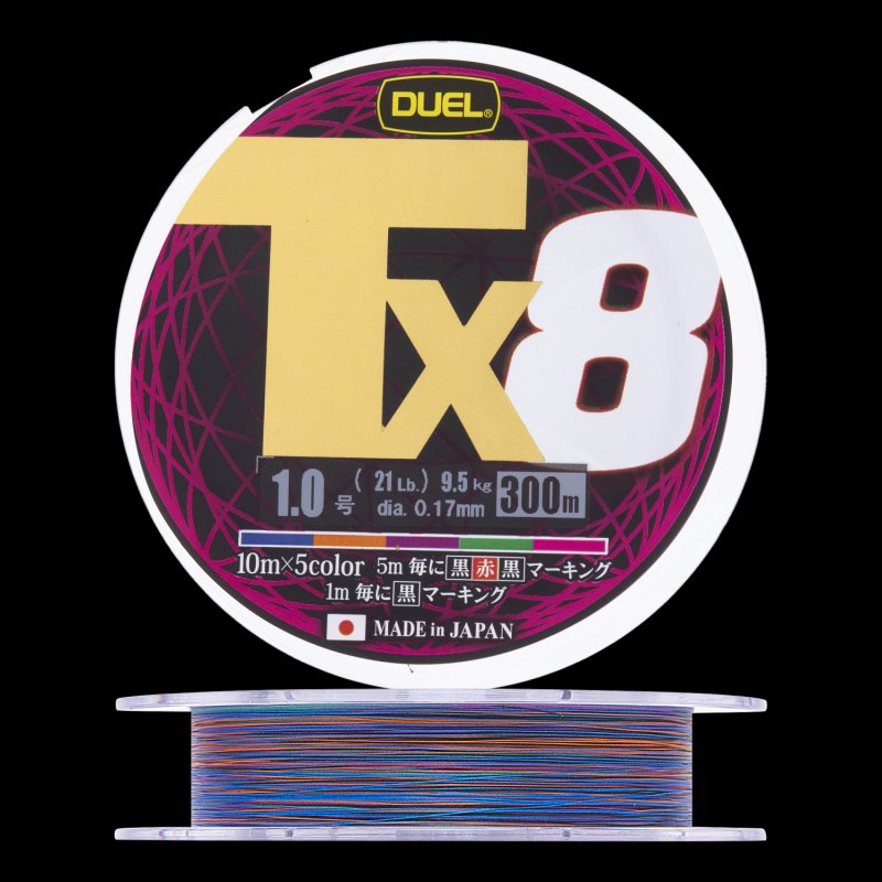 Шнур плетеный Duel PE Tx8 #1 0,17мм 300м (5Color)