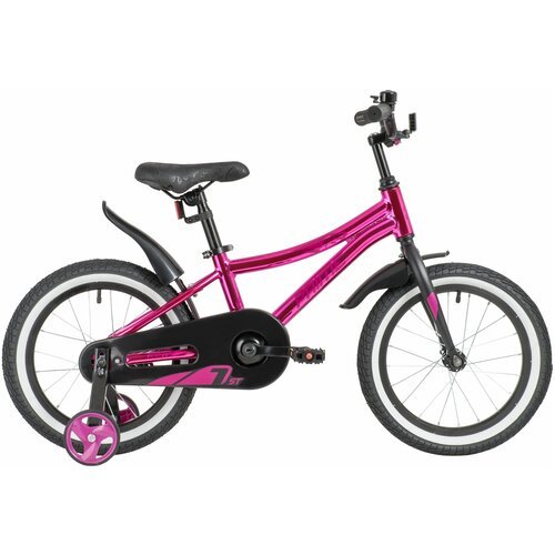 Велосипед NOVATRACK 16' PRIME алюм., розовый металлик, полная защита цепи, ножной тормоз, короткие
