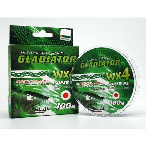 Плетеный шнур Gladiator 0,30мм зеленая 100м