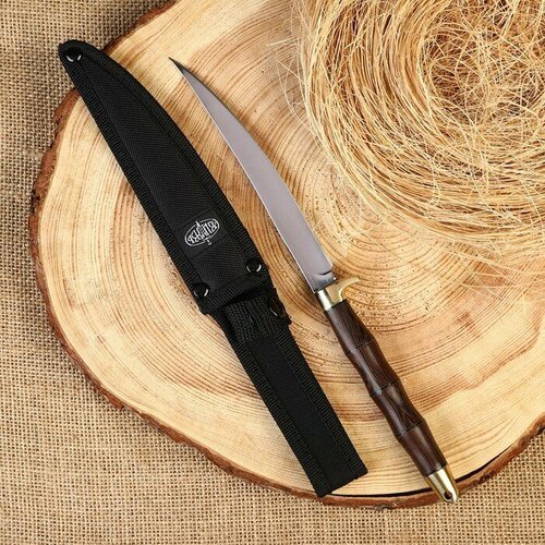 Нож разделочный 'Скорпион' с чехлом, сталь - 65х13, рукоять - дерево, 14.5 см