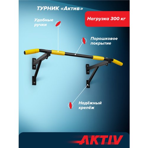 Турник настенный Aktiv черный с желт. ручк разборный Aktiv/Absolute Champion