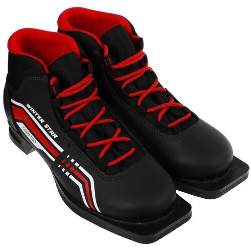Ботинки лыжные Winter Star comfort, NN75, искусственная кожа, цвет чёрный/красный, лого белый, размер 41