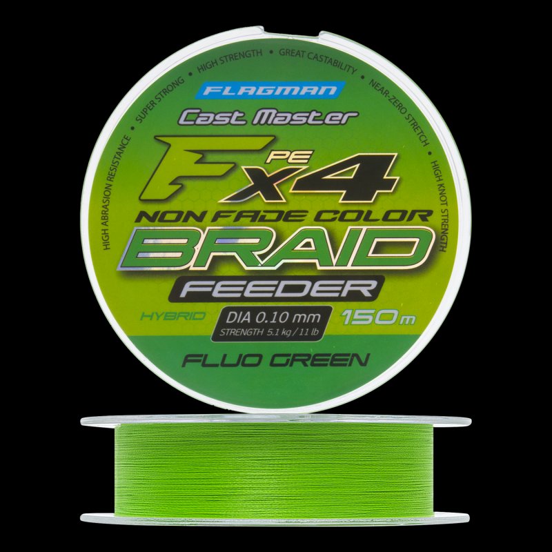 Шнур плетеный Flagman Cast Master Feeder Braid F4 0,10мм 150м (fluo green)