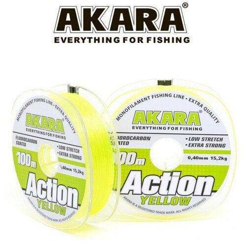 Леска Akara Action Yellow, диаметр 0.2 мм, тест 4.2 кг, 100 м, жёлтая