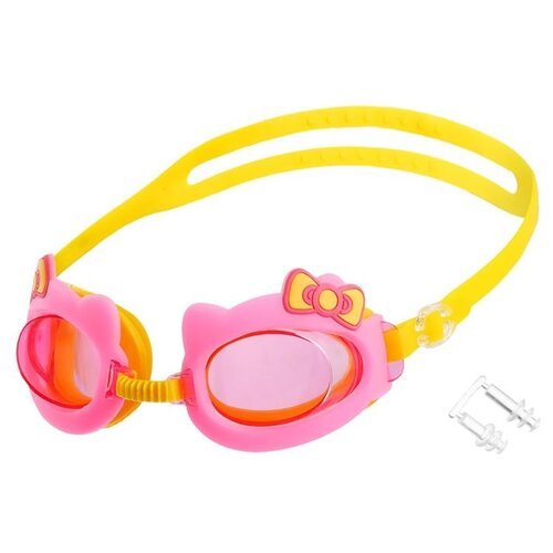 ONLYTOP Очки для плавания детские «Бантик» + беруши, цвет розовый