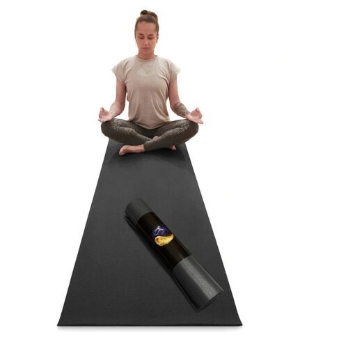 Коврик для йоги и фитнеса RamaYoga Yin-Yang Light, черный, размер 220 x 60 х 0,3 см