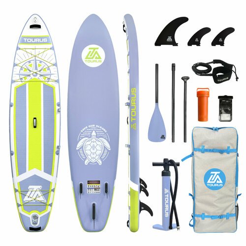 Надувная серфинг доска SUP board TOURUS 11.6 TS-CB03 (350х84х15 см) с рюкзаком, веслом, насосом и страховочным лишемSUP-доска