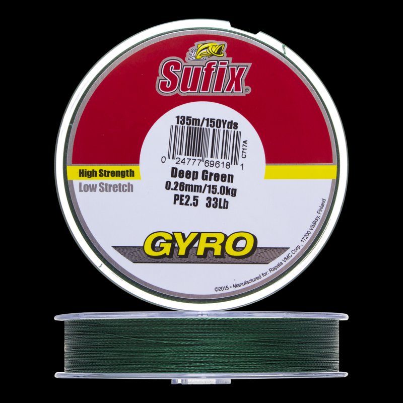 Шнур плетеный Sufix Gyro Braid 0,26мм 135м (green)