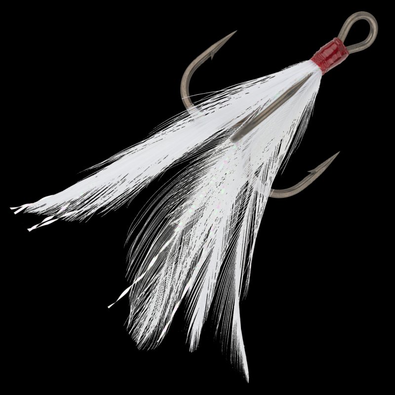 Крючок тройной с опушкой BKK Feathered Spear 21-SS #2 White (3шт)