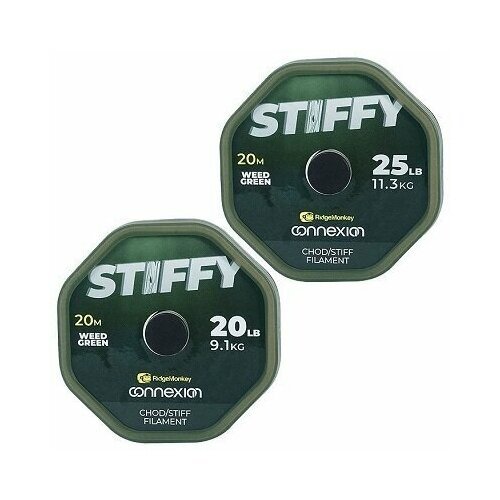 Поводочный материал моно Ridge Monkey Connexion Stiffy Chod / Stiff Filament 20м 20Lb / 9,1kg Weed Green 2021