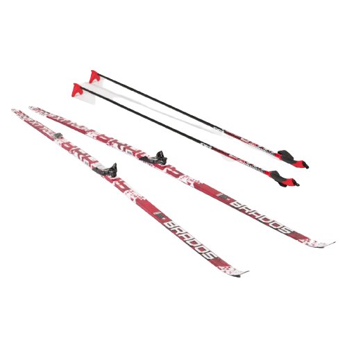 Прогулочные лыжи STC Bravos Step XT Tour с креплениями, с палками, 200 см, red
