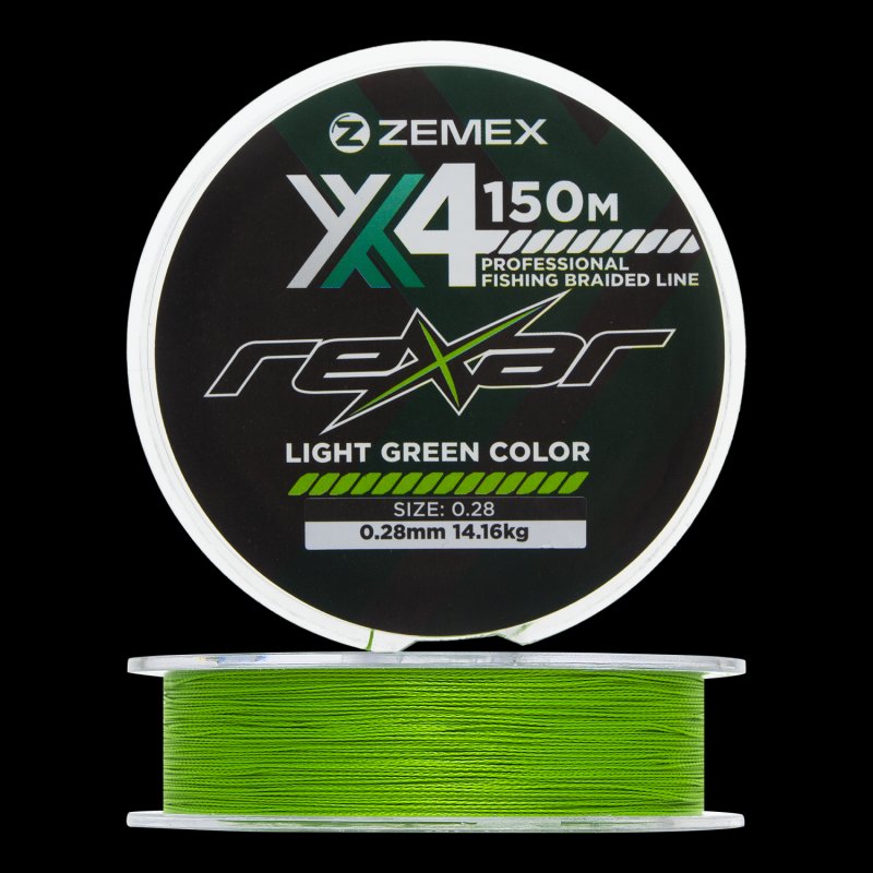 Шнур плетеный Zemex Rexar X4 0,28мм 150м (light green)