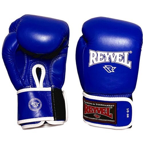 Перчатки боксерские кожа Reyvel (12oz, Синий)
