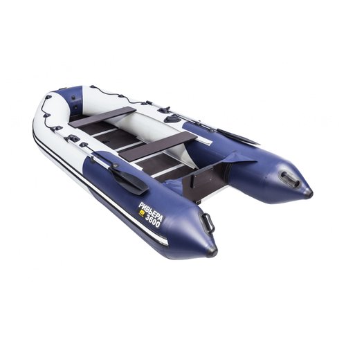 Лодка Ривьера 3600 СК Компакт серый/синий под мотор