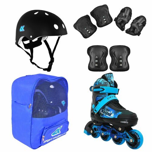Роликовые коньки, шлем, защита Set City Racer Blue