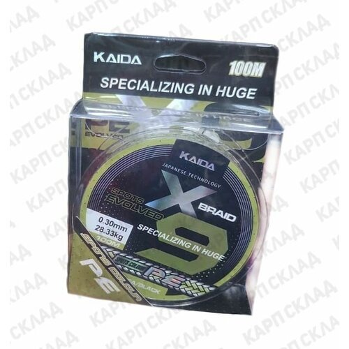 Плетёный шнур KAIDA X9 SPORTS EVOLVED PE BRAID 100м 20.22кг 0.18мм