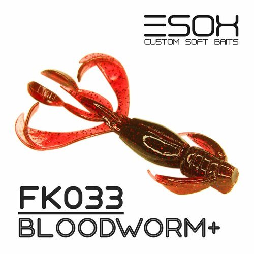 Мягкие приманки Esox FLAPPER 3.5' (90мм) # FK033 / Bloodworm+ (4шт)