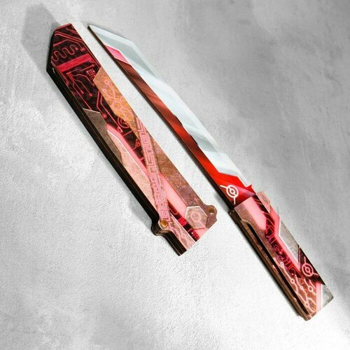 Сувенир деревянный 'Нож Танто', в ножнах, красное