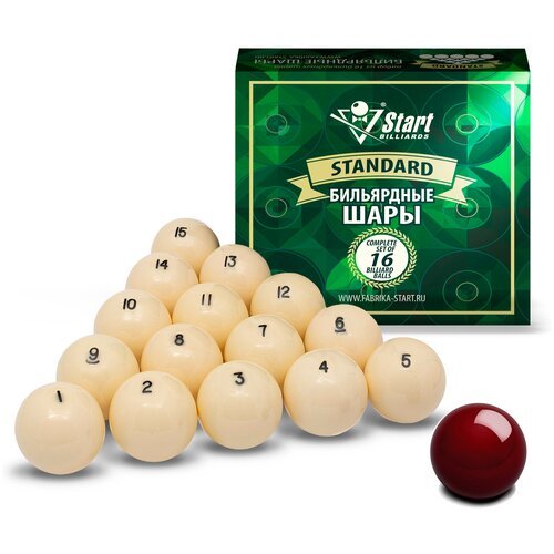 Набор шаров для игры Старт Start Billiards Standard 68 мм, белый/красный, картонная коробка