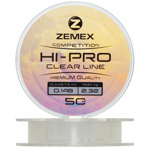 Леска монофильная для рыбалки Zemex Hi-Pro Competition Line 0,148мм 50м (clear)