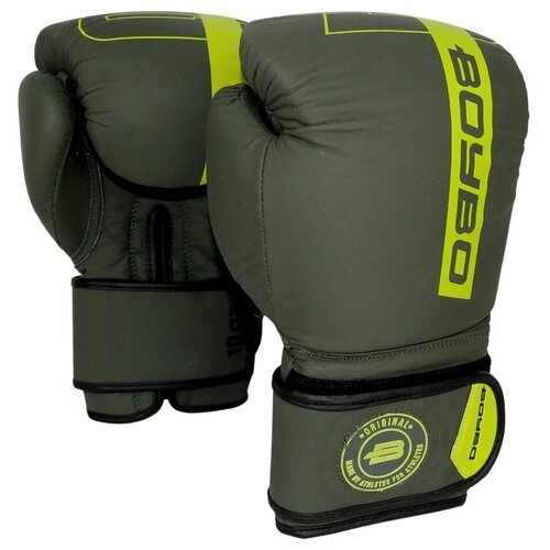 Боксерские перчатки BoyBo Fusion Grey/Green, 16 унций