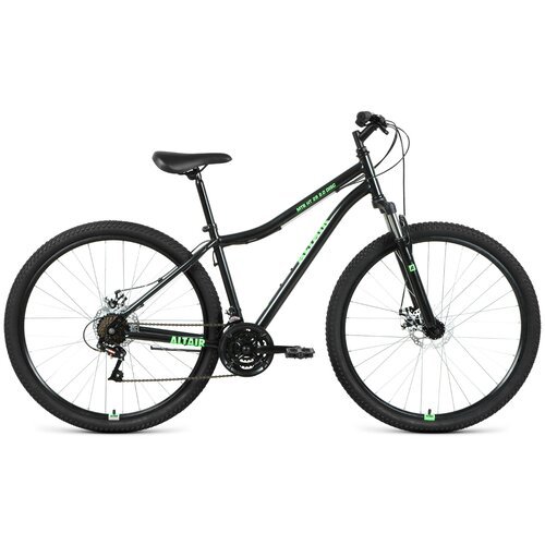 Горный велосипед ALTAIR MTB HT 29 2.0 disc 2021, черный/ярко-зеленый, рост 17'