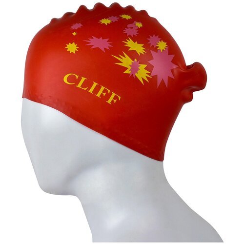 Шапочка для плавания CLIFF силиконовая CS13, для длинных волос, красная