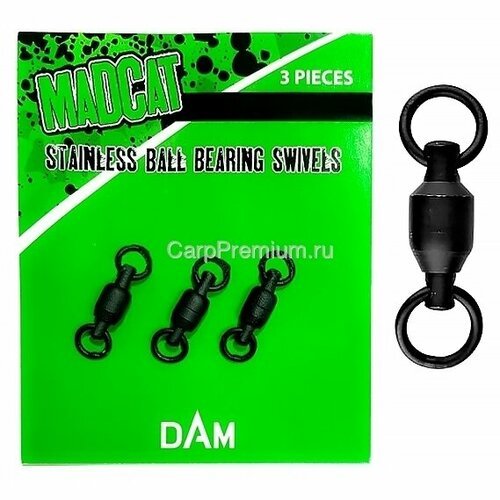 Вертлюги на сома с подшипником MadCat (МэдКэт) - Stainless Ball Bearing Swivel 130 кг, 3 шт