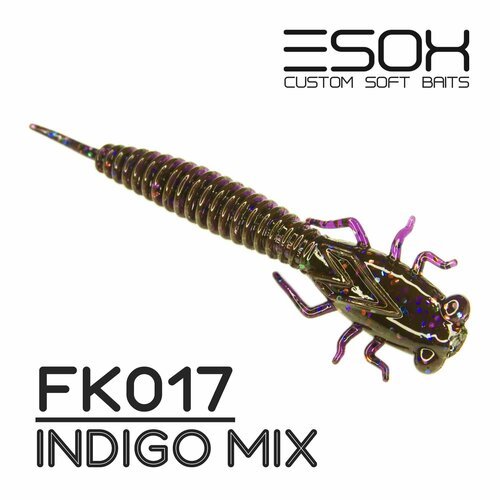 Мягкие приманки Esox X-VIBRA 2.4' (62мм) # FK017 / Indigo Mix (8шт)