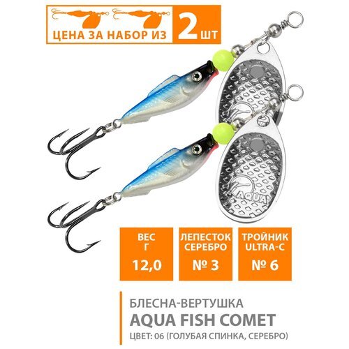 Блесна вертушка для рыбалки AQUA Fish Comet-3 12g цвет 06 2шт