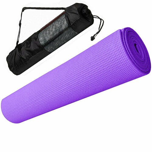 E29262 Коврик для йоги ПВХ 173х61х0,5 см (фиолетовый) с чехлом