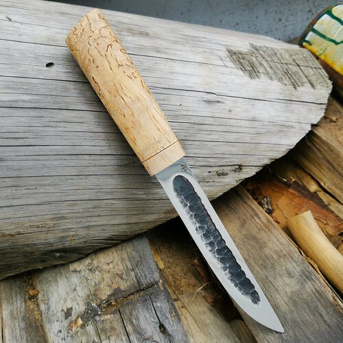 Нож Якутский-170 ручной ковки из стали Х12МФ, рукоять карельская берёза
