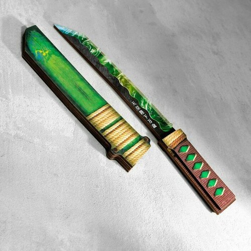 Сувенир деревянный 'Нож Танто', в ножнах, зеленый