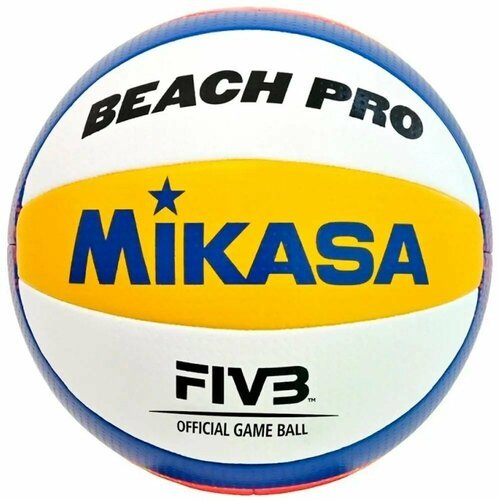 Мяч для пляжного волейбола Mikasa BV550C (Синтетическая кожа, Mikasa, 5, Бело-сине-желтый) 5