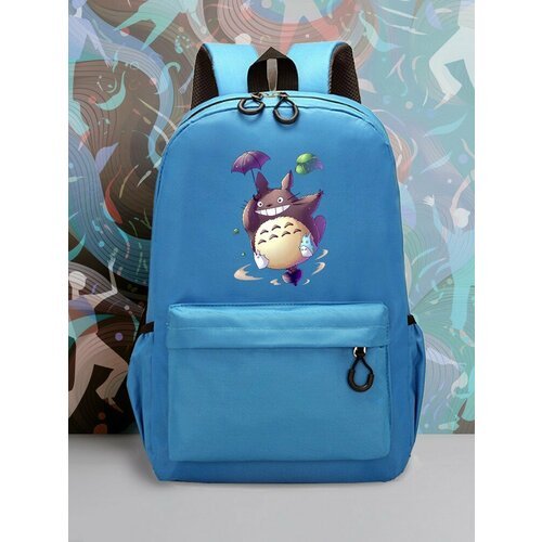 Большой голубой рюкзак с DTF принтом аниме My Neighbor Totoro - 2264
