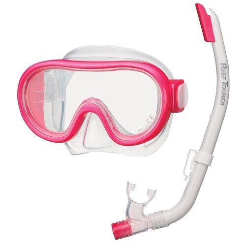 Маска и трубка детский комплект для подводного плавания ReefTourer RCR0204 ярко розовый