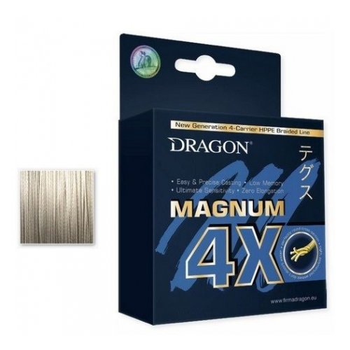 Dragon, Шнур Magnum 4X, 150м, 0.18мм, 15.40кг, светло-серый