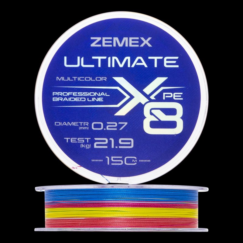 Шнур плетеный Zemex Ultimate X8 0,27мм 150м (multicolor)