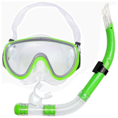 Набор для плавания взрослый E39225 маска, трубка (ПВХ) (зеленый)