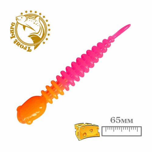 Силикон TROUT LURE (SANSAN) в банке, GOLOVASTIK 65, СЫР, COL. 26 (Orange-Pink), (12шт)