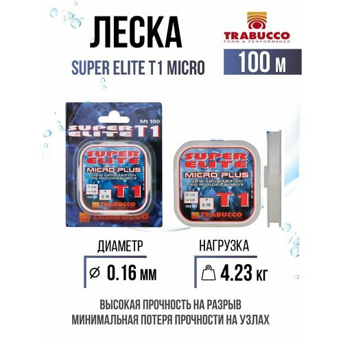 Монолеска для рыбалки Trabucco Super Elite T1 Micro 100m Clear 0.16mm 4.23kg