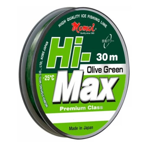 Монофильная леска Momoi Hi-Max d=0.14 мм, 30 м, 2.1 кг, olive green, 1 шт.